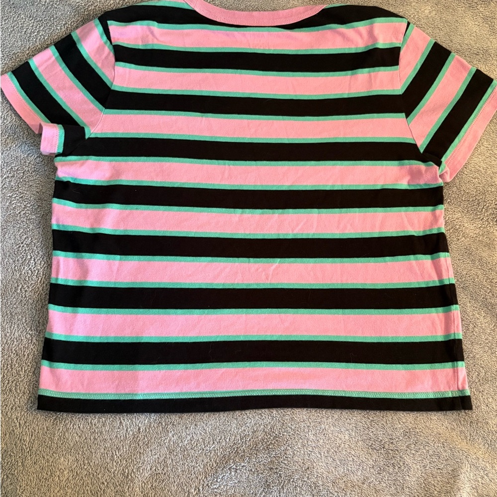 Vans Y2K Striped Pink and Black Juniors Large T-Shirt Short Sleeves Striped - Picture 8 of 8